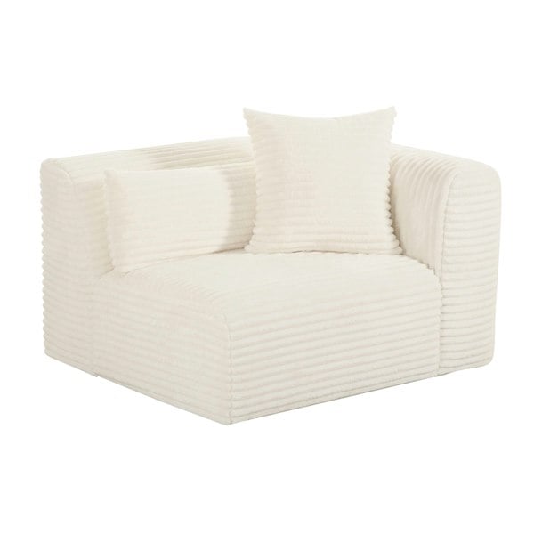 Furniture Edit Tarra Fluffy Oversized Cream Corduroy Modular RHF Corner Chair