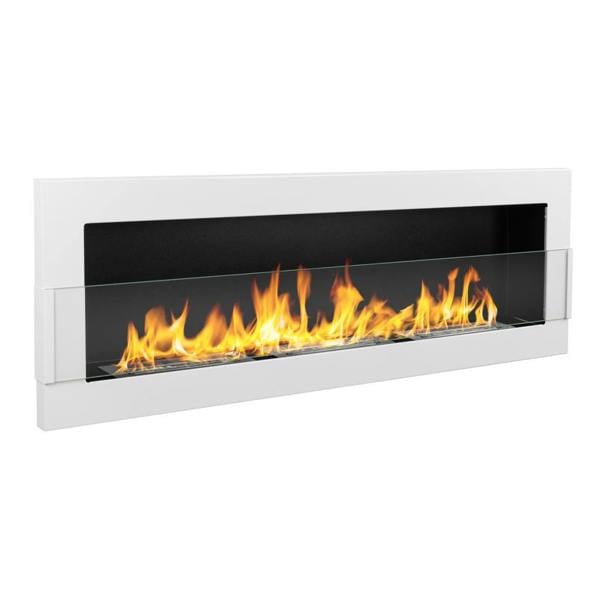 BIOFireplacesGMT Bioethanol Fireplace Wall Mounted 1200x400 White Gloss with Glass Ventless