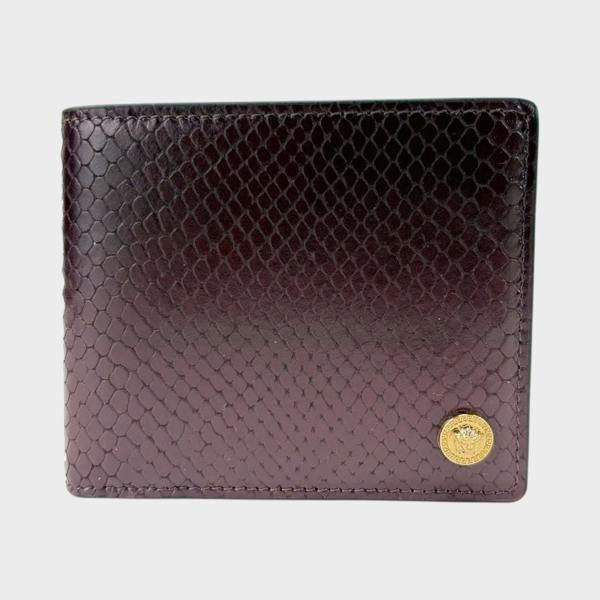 Versace Medusa Leather Bi-fold Leather Wallet Garnet Brown