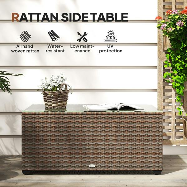 Wyld Haus Pata Rattan Brown Rattan Outdoor Coffee Table Glass Top