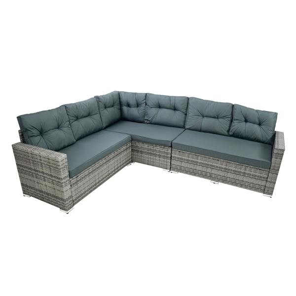 Jardi Rattan Corner Set With Composite Table – Grey