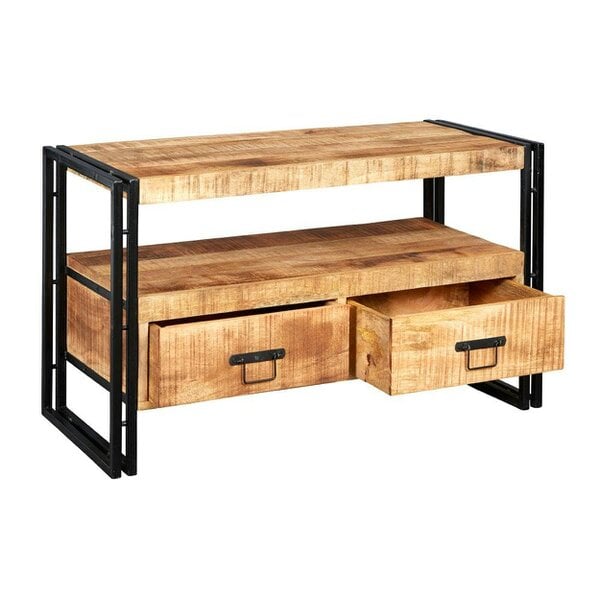 Wyld Haus Toivakka Industrial Reclaimed Wood and Metal TV Unit 2 Drawers