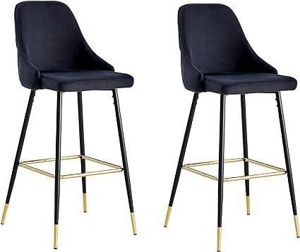 HYGRAD BUILT TO SURVIVE Velvet Bar Stools with Gold-Tipped Legs – Set of 2 | HYGRAD®