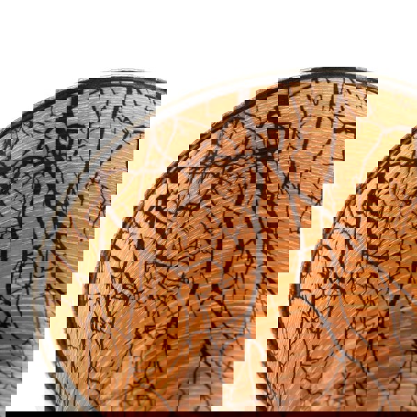 Bamboo Wood Effect Table Lamp with Black Woodland Trees Inner Lining Image 5