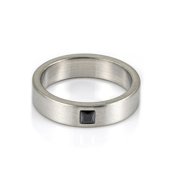 Say It With Men's Black Stone Ring - Stainless Steel