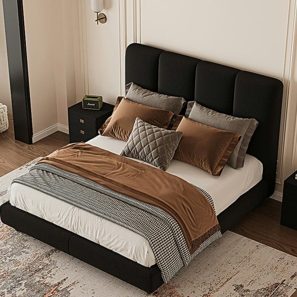 Lysander Double Bed, King Size Bed, Black-Weilai Concept-Weilai Concept