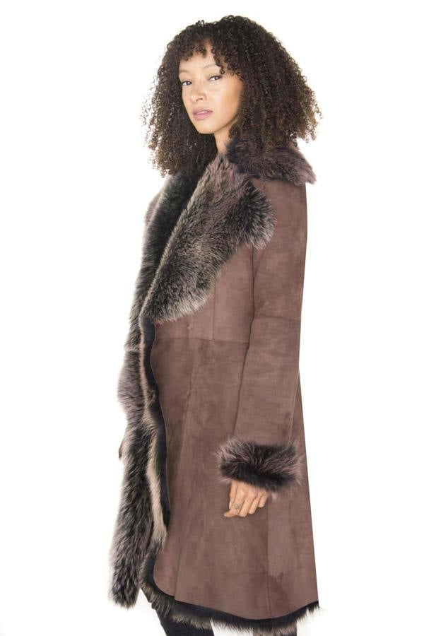 Infinity Leather Womens Toscana Sheepskin Suede Trench Coat-Rochester