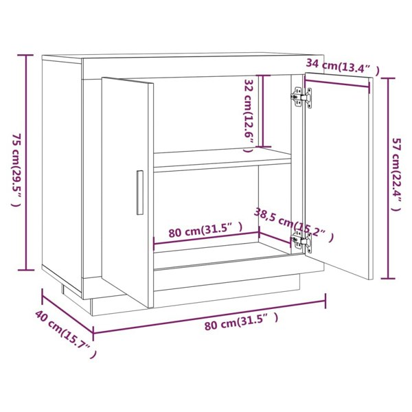 Berkfield Sideboard White 80x40x75 cm Engineered Wood