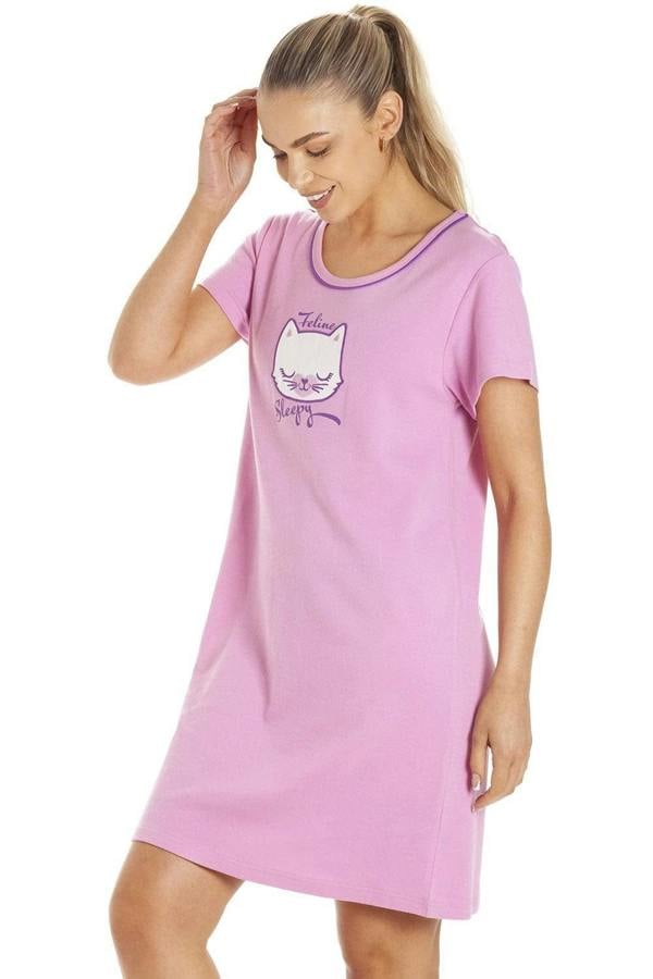 Womens Short Sleeve Pug & Cat Nightdresses