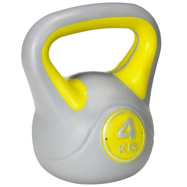 Bobobiy SPORTNOW Kettlebell, 4kg Kettle Bells with Handle for Home Gym Weight Lifting and Strength Training, Yellow and Grey