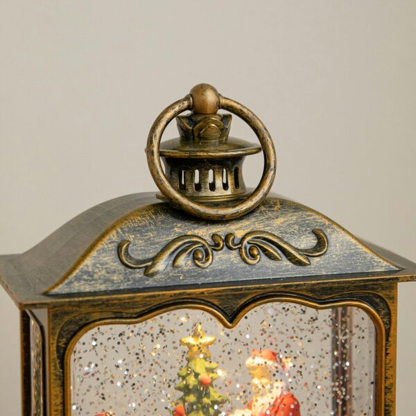 Samuel Alexander 22cm Dual Powered Gold Santa Christmas Water Spinner Lantern