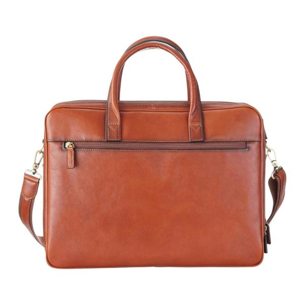 Infinity Leather Genuine Leather Laptop Tan Satchel Messenger Crossbody Shoulder Bag - Belmont