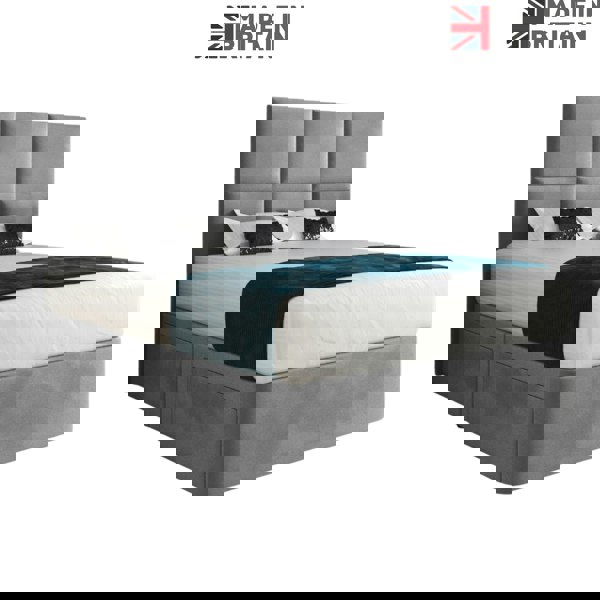 Casa Magna Caprio Upholserted Floorstanding Headboard With Divan Bed Frame - Grey