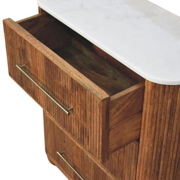 Artisan Furniture Solid Wood Beaumont Marble Chest, 3 Drawers, Brown