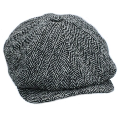 Heather Hats & Accessories Genuine Harris Tweed 8-Panel Flat Cap, Satin Lining, Outdoor Wear, Birch Grey