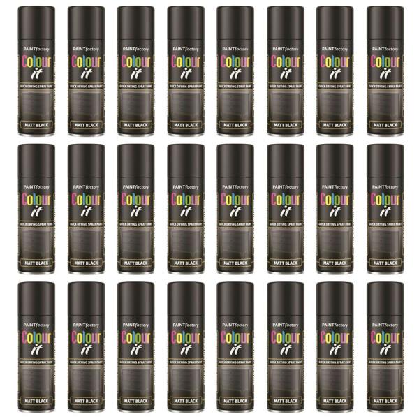 Paint Factory 24X - Paint Factory Black Matt Spray Paint 250ml