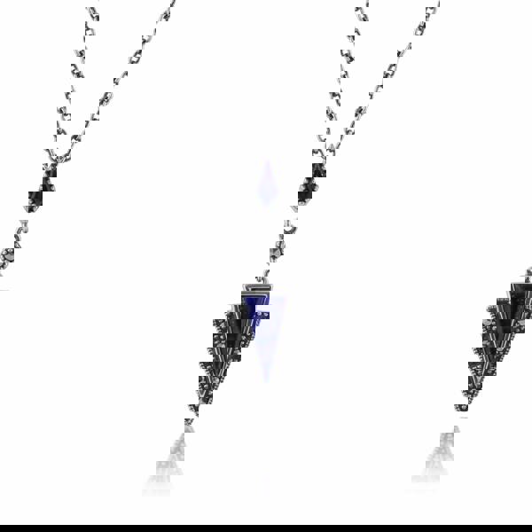 Art Deco Lapis Lazuli & Marcasite Triangle Drop Earrings & Pendant Set Image 4