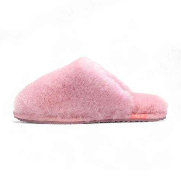 Infinity Leather Women's Sheepskin Slippers Pink Warm Winter Fur Mule - Aurora