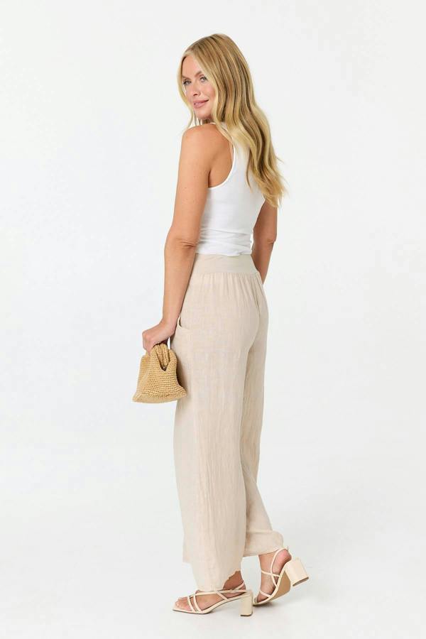 Linen | High Waist Relaxed Flared Trousers