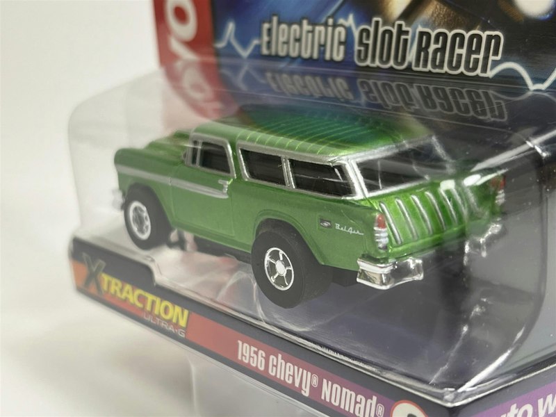 Auto World Slot Cars 1956 Chevy Nomad Green X Traction Flame Throwers HO Scale SC366-2