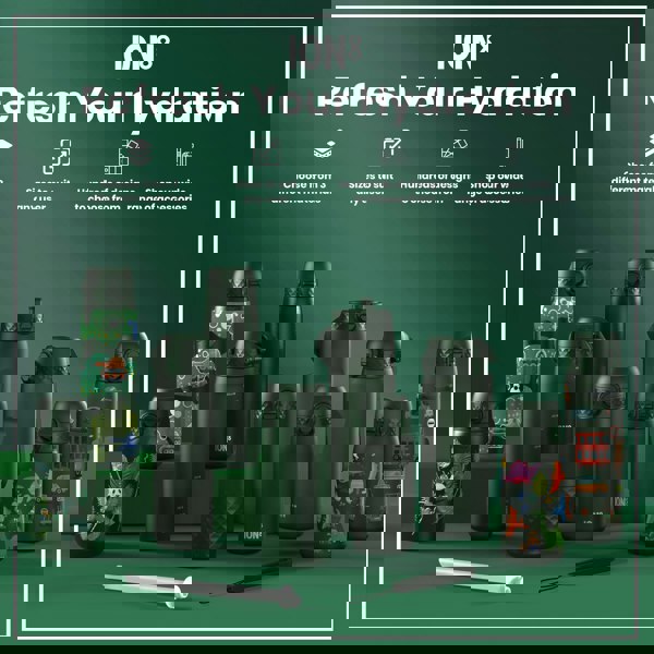 ION8 Leak Proof Slim Water Bottle, Recyclon, Dark Green, 500ml (18oz)