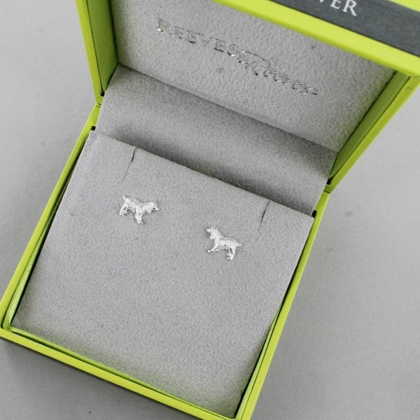 Silver Spaniel Stud Earrings - Reeves & Reeves