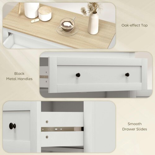 Wyld Haus Venisa White Modern Sideboard With Drawer Storage Double Doors And Drawer