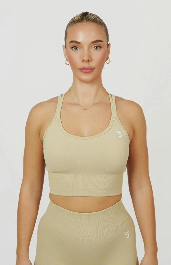 V3 Apparel Form Seamless Scrunch Sports Bra, Leggings & Shorts Set - Light Camel