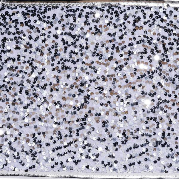 26.8 Inch Hexagon Christmas Tree Collar in Silver Sequin Fabric Foldable Festive Cover image 1