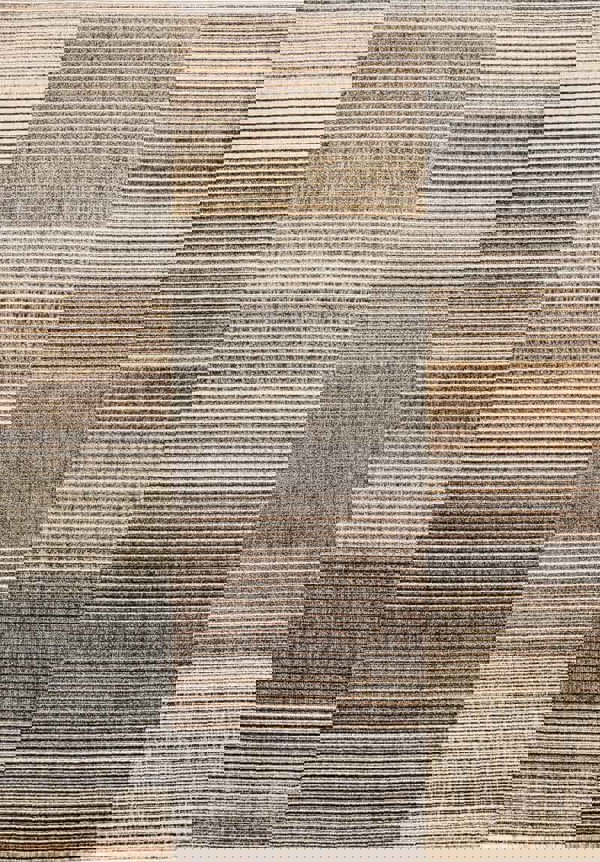Aspre Shades Lines Rug featuring brown striped design with high-low texture, ideal for modern minimalist interiors.
