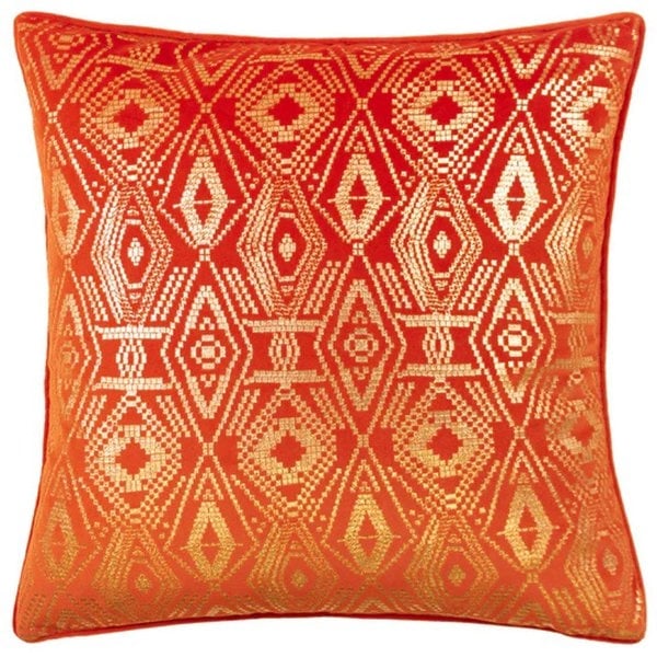 Paoletti Tayanna Velvet Metallic Cushion Cover - Papaya