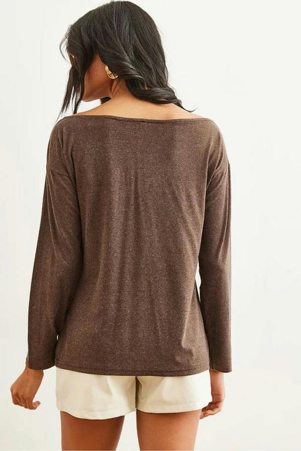 Hoxton Gal Boat Neck Wool-Viscose Draped Jumper