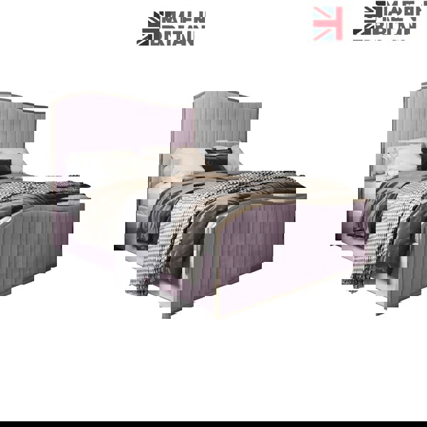 Casa Magna Brixton Upholstered Soft Velvet Metal Bed Frame - Pink