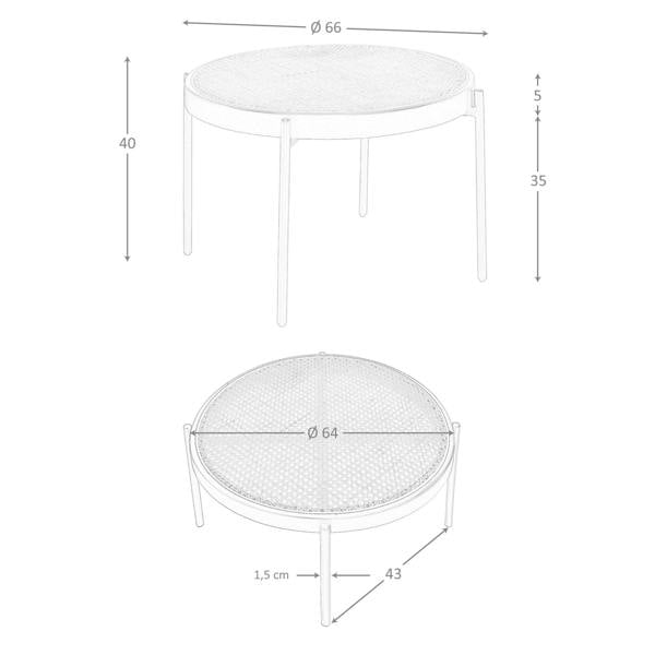 Angel Cerdá Round Coffee Table Rattan, Black Wood and Black Steel 2111