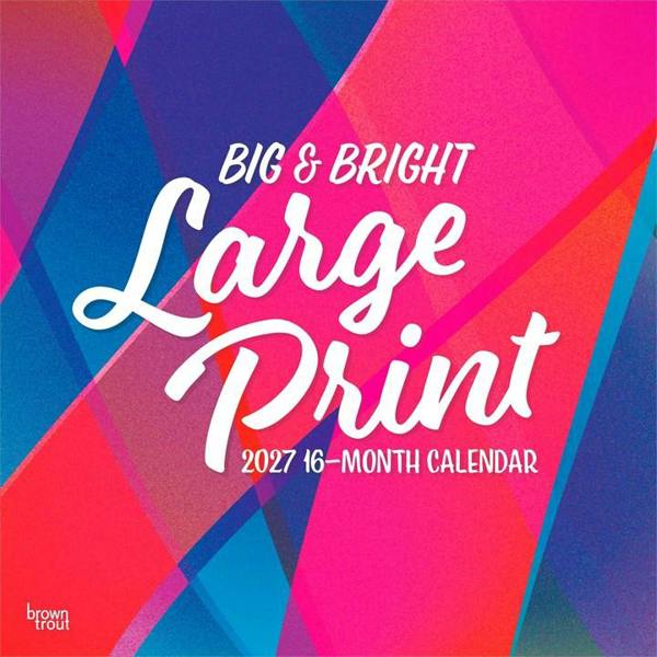 Large Print, Big & Bright Calendar 2027, Wall Calendars, Month To View, Basics, Gift