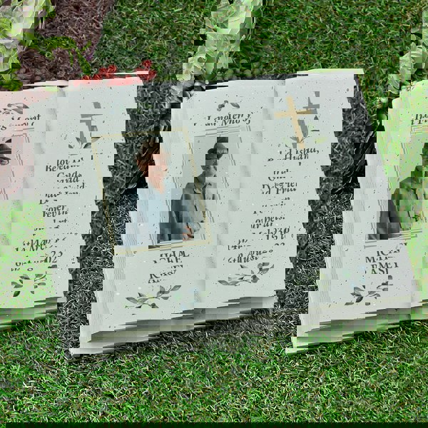 Personalised Memento Company Personalised Memorial Cross Photo Upload Resin Book