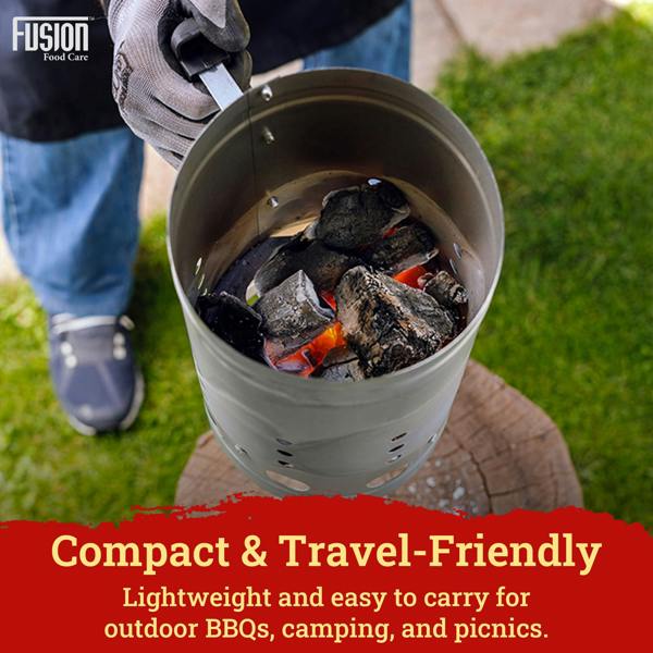 Fusion Food Care Fusion Food BBQ Chimney Starter Charcoal Barbecue Fire Starter With Heat Insulated Safety Handle Briquettes Firelighter