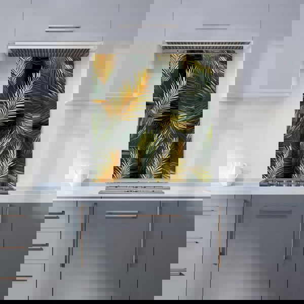 Warren Reed - Designer Golden Palm Leaves Kitchen Splashback