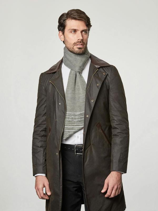 Olive Merino Slant Scarf