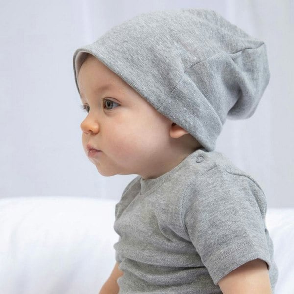 Babybugz Baby Unisex Reversible Slouch Hat - White/Heather Grey Melange