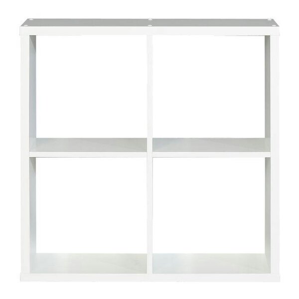 Wyld Haus Driftstone Matt White Wood 4 Cube Bookshelf Storage Unit