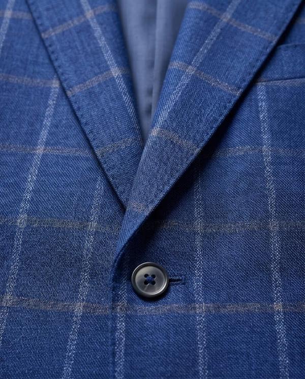 Pamoni Royal Blue Windowpane Check Blazer