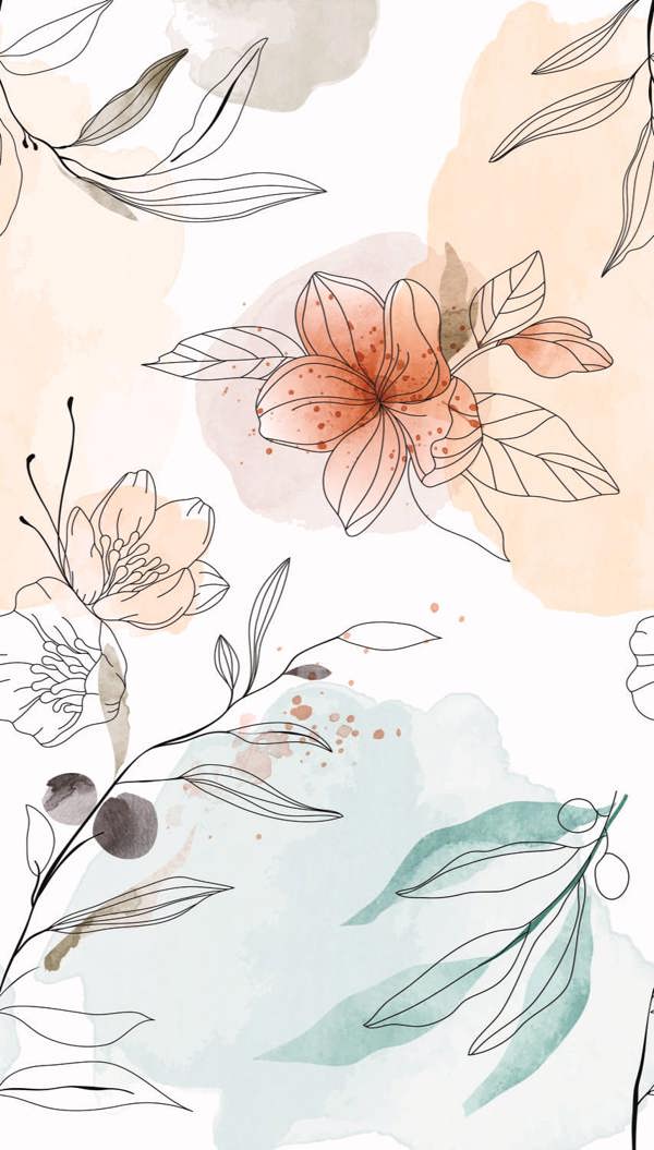 Grandeco Whimsical Sketch Abstract Elegant Floral 3 panel repeatable Mural 1.59 x 2.8m Pastel