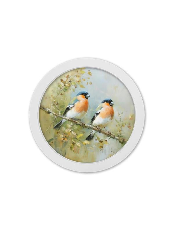 Exceptional Art Garden Birds - 30cm White Round Box Frame