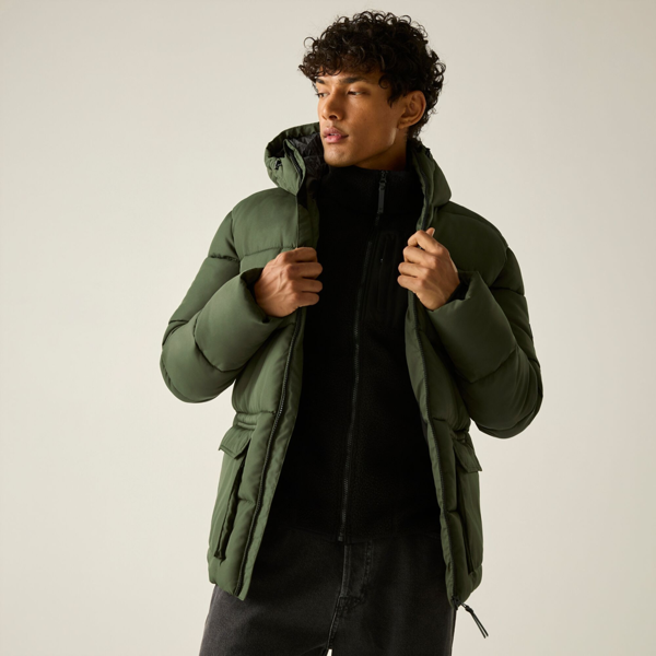 Regatta Mens Marek Short Padded Jacket - Dark Khaki/Black