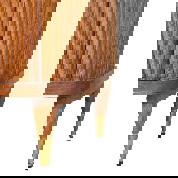 Artisan Furniture Solid Wood Ribbed Bedside with Brass Accents