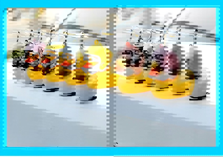 anycoplus Anypack Car Ornaments Black Duck with Bee Propeller Helmet Gold Chain