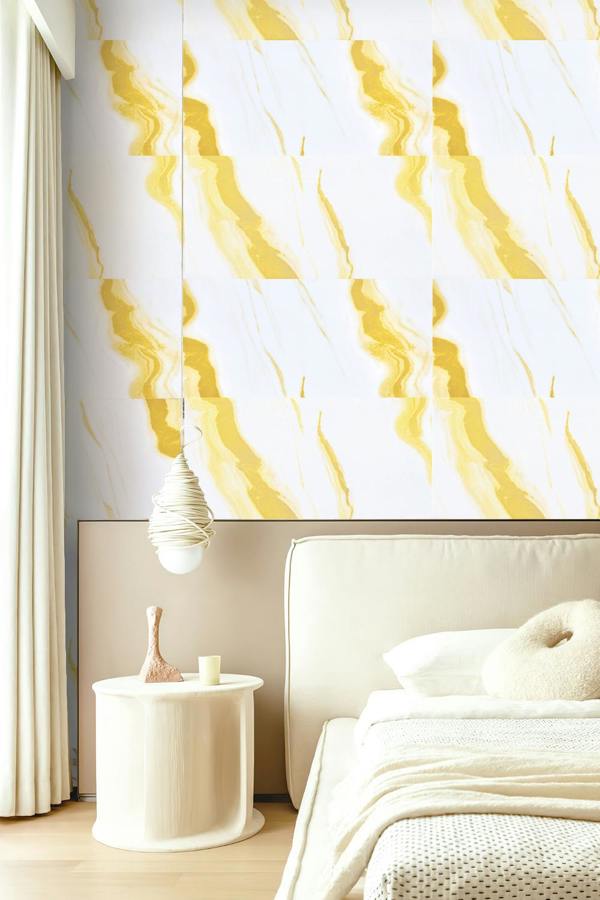 10pcs Peel and Stick PVC White Gold Marble Wall Tile Sticker for Bathroom, Kitchen & Living Room