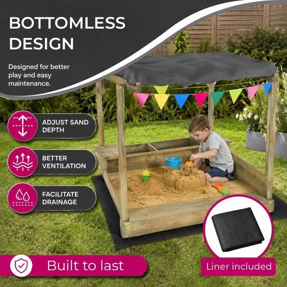 Neo Wooden Sandbox Canopy Outdoor Garden Sand Pit