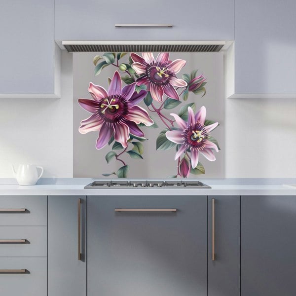 Warren Reed - Designer Purple Passion Flowers Kitchen Splashback